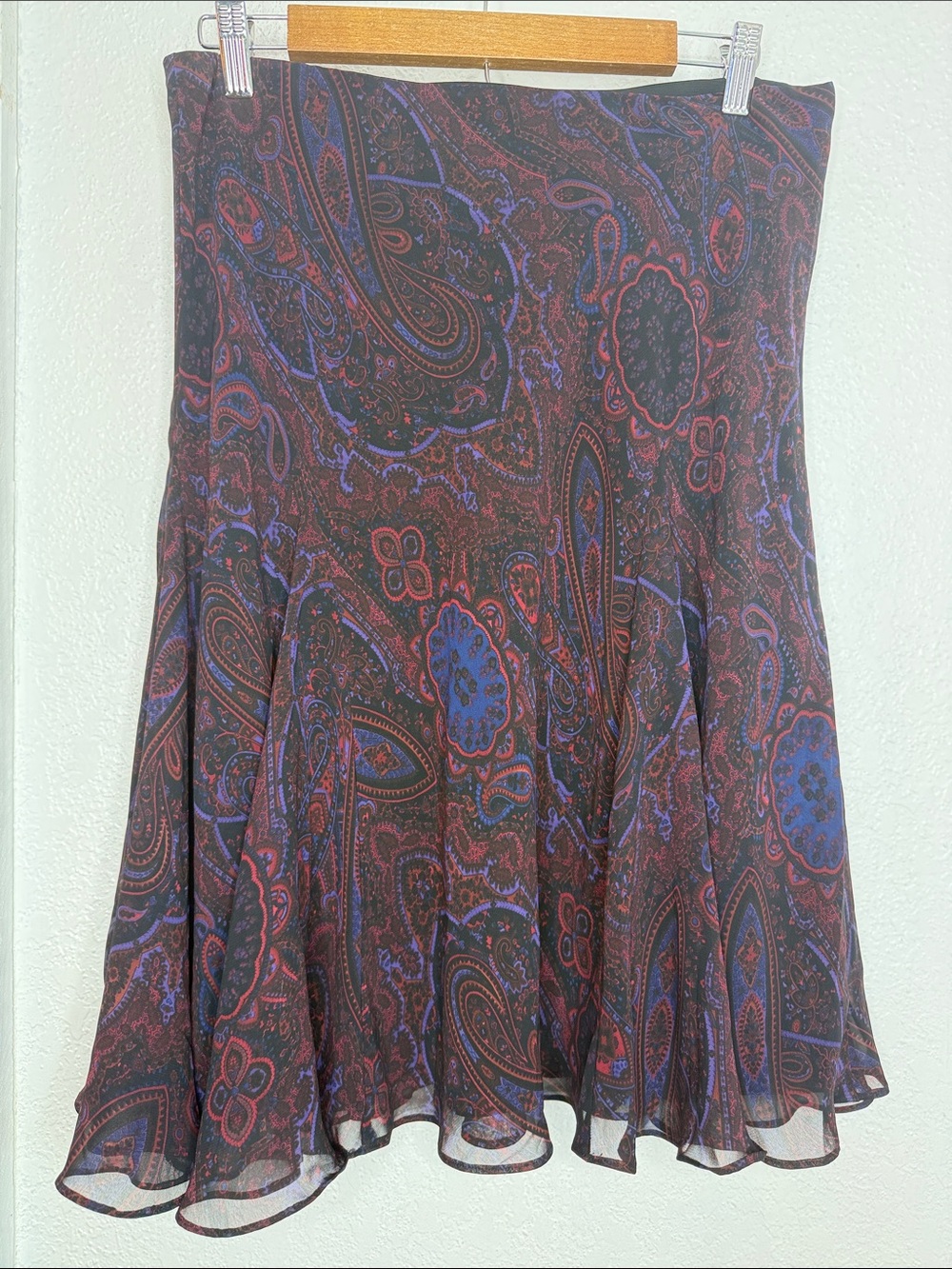 Chaps Paisley Chiffon Skirt Size M Witchy Dark Boho Flowy Lined Y2K Indie Artsy